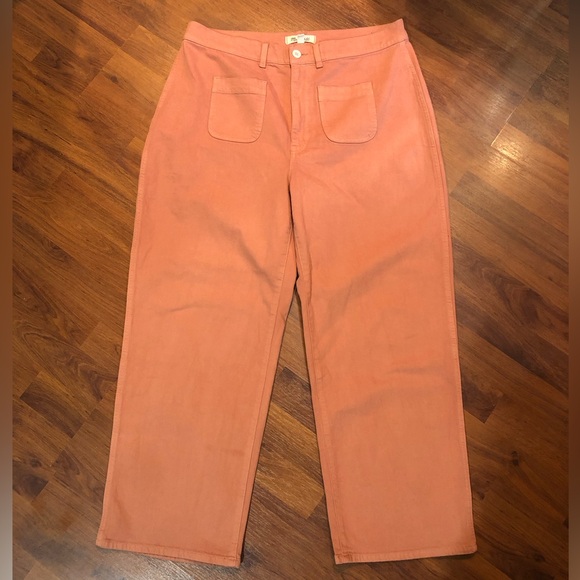 NWOT Madewell Wide Leg Pants. Size 32. Front/back pockets. Peach color. - Picture 1 of 9